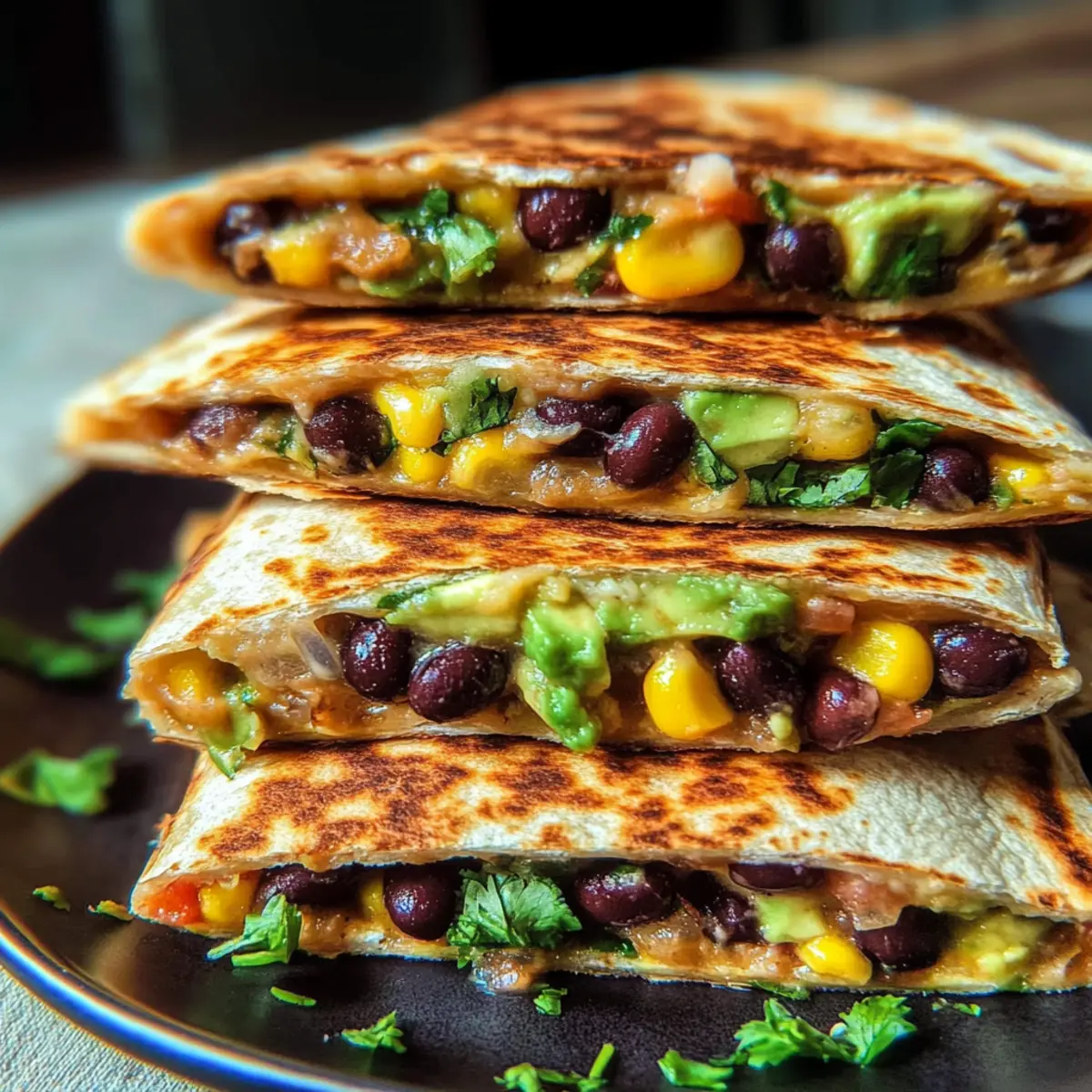 Vegan Quesadillas with Black Beans and Avocado