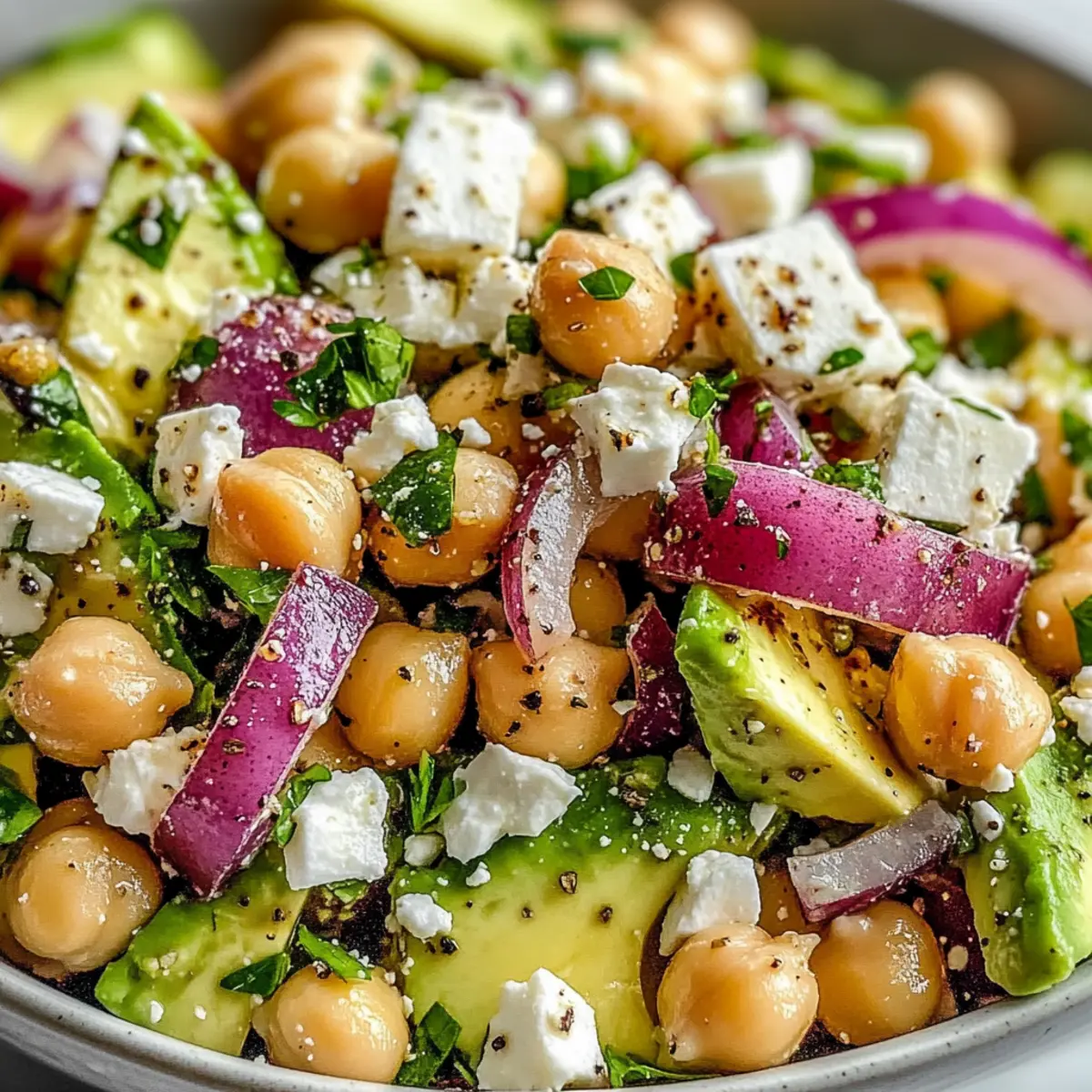 Chickpea Feta Avocado Salad