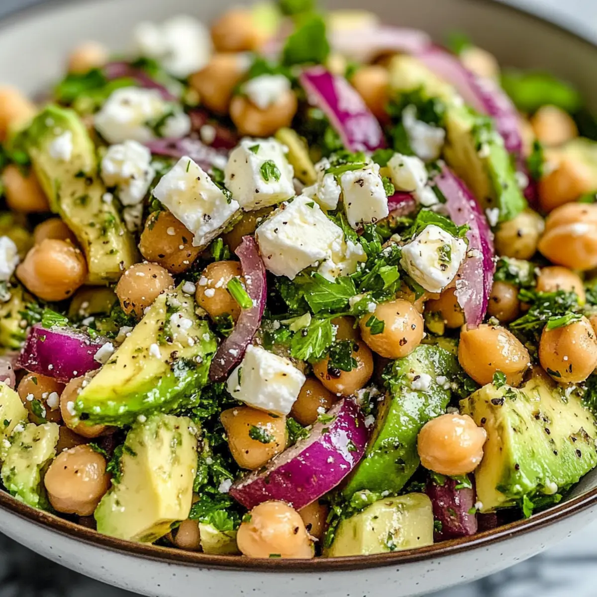 Chickpea Feta Avocado Salad