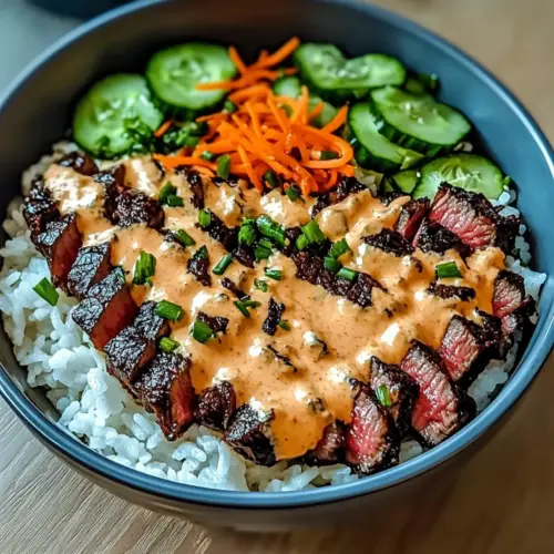 Savor Korean BBQ Steak Rice Bowls with Spicy Cream Sauce Recipe