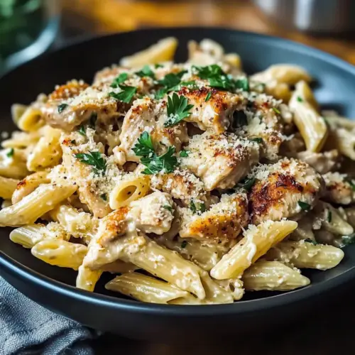 Crockpot Garlic Parmesan Chicken Pasta