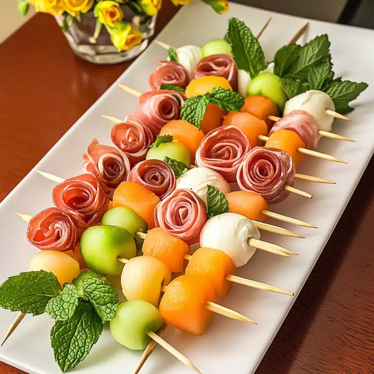Prosciutto and Melon Skewers