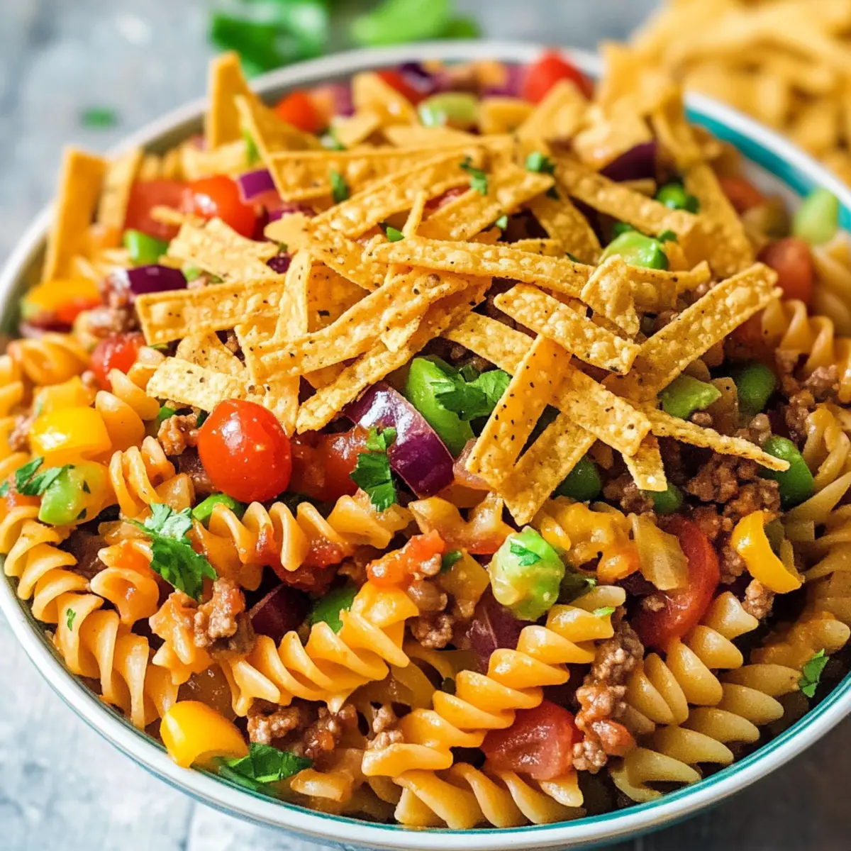 Cold Taco Pasta Salad with Catalina dressing