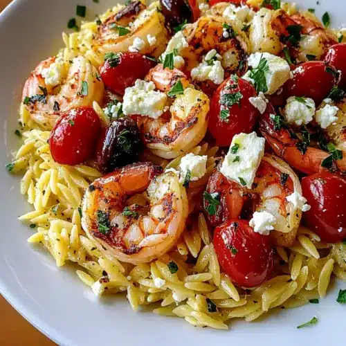 Lemon Feta Orzo Shrimp