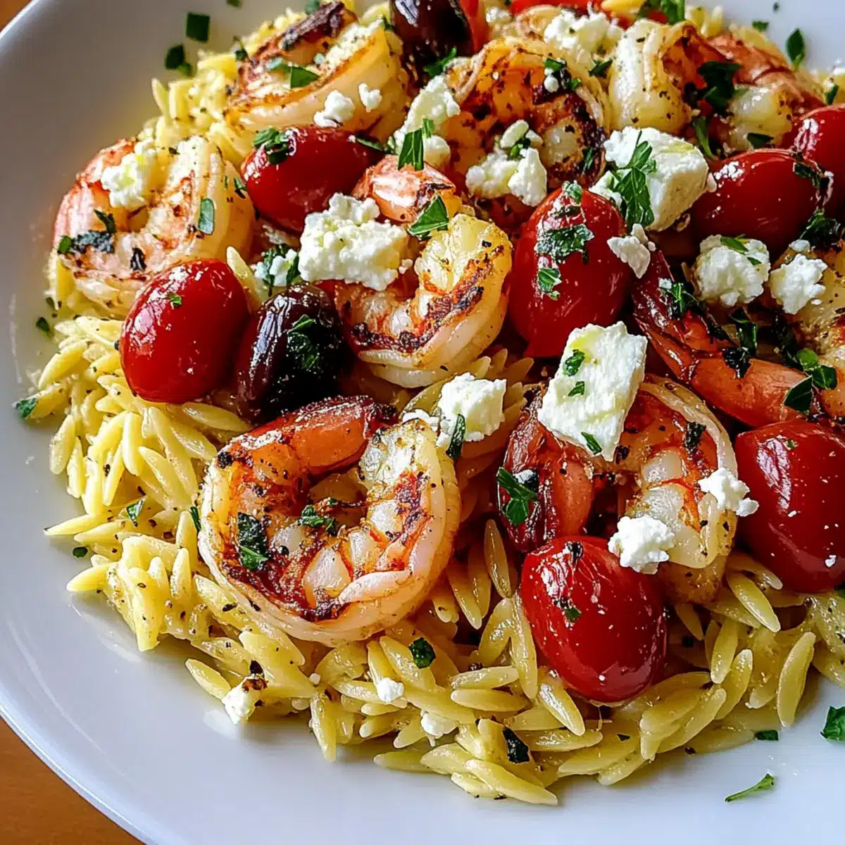 Lemon Feta Orzo Shrimp