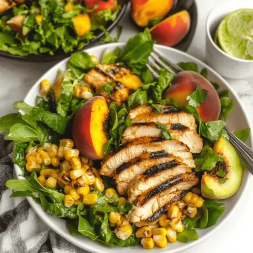 Summer Grilled Corn & Peach Salad with Chicken