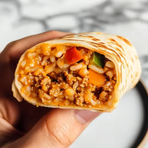 Cheesy Ground Chicken and Rice Burritos