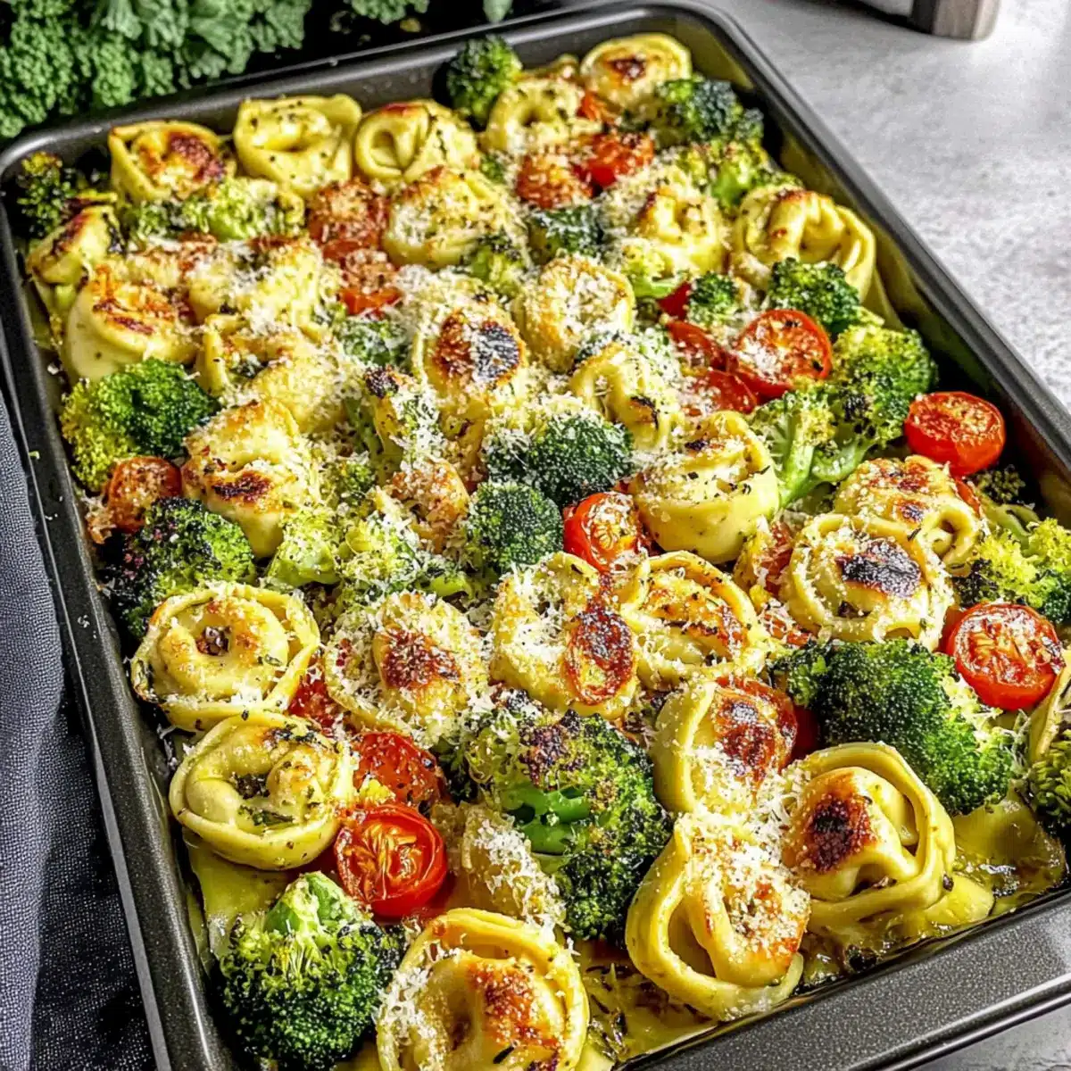 Sheet Pan Broccoli Tortellini Bake