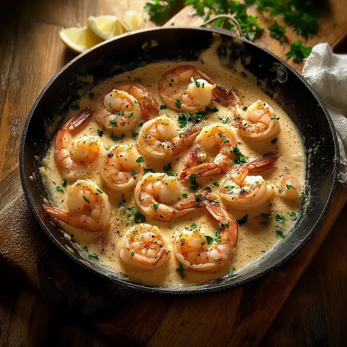 One Pan Creamy Garlic Shrimp