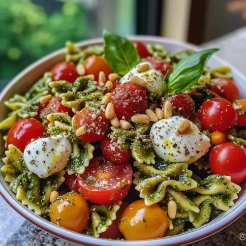 Cold Bowtie Pasta Salad with Pesto