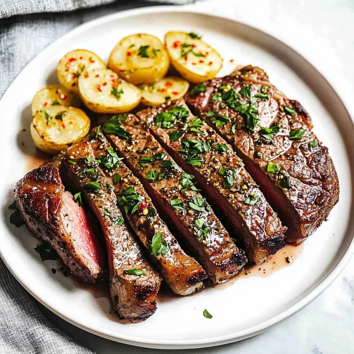 Garlic Herb Butter Steak in Oven