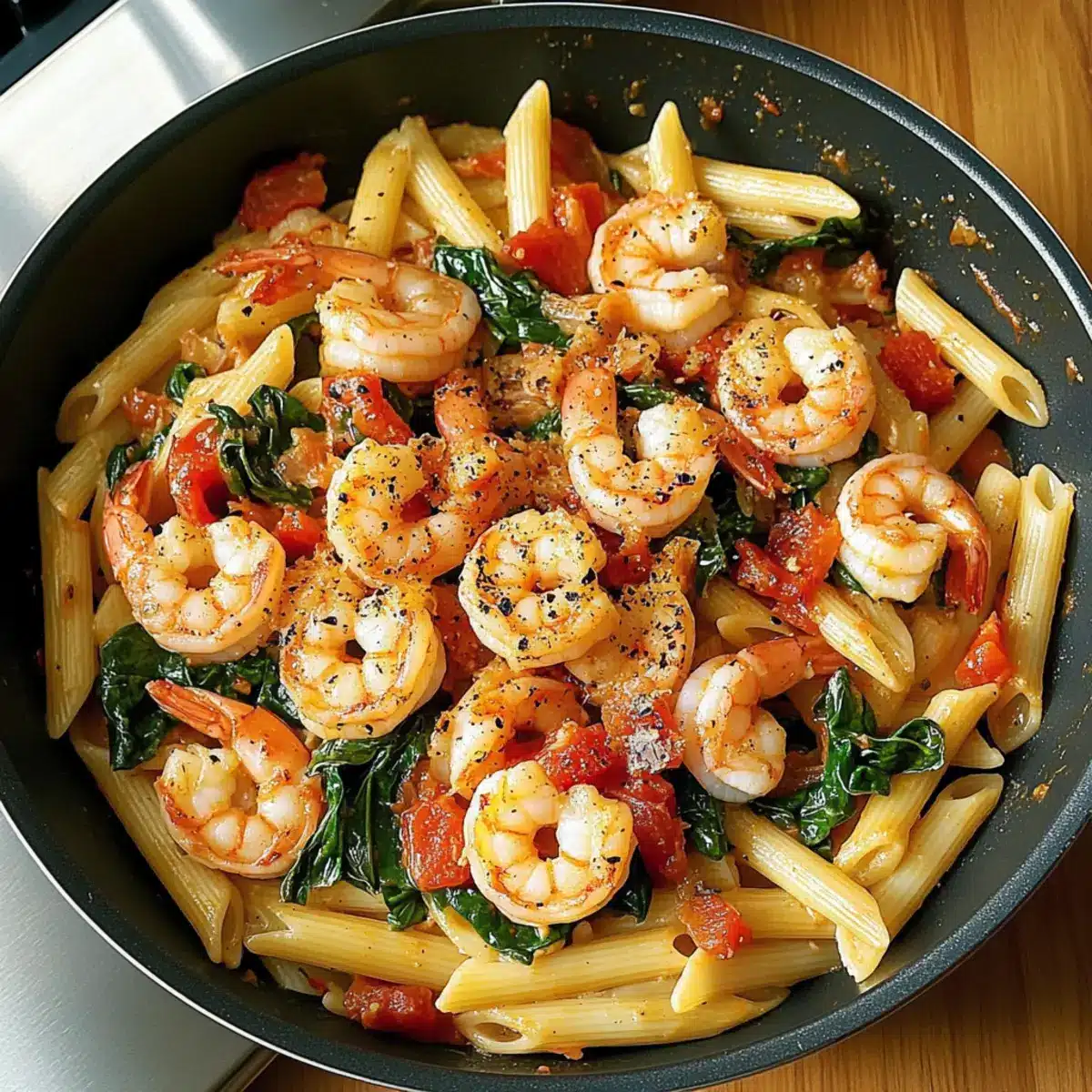 Tomato Spinach Shrimp Pasta