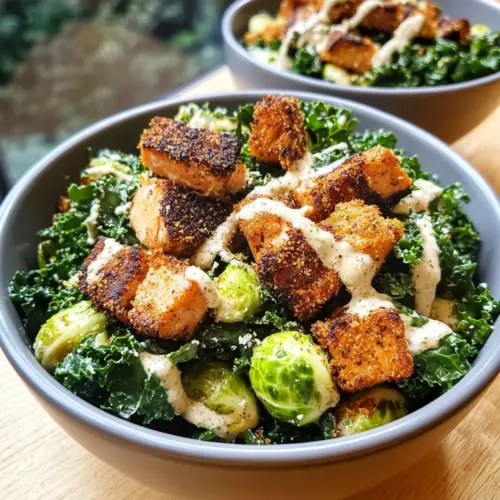 Shredded Kale Salmon Caesar Salad