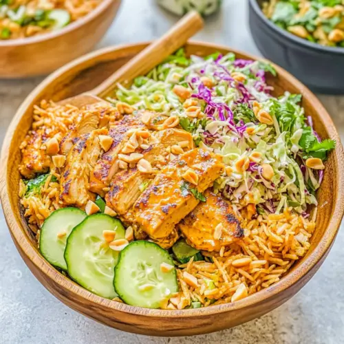 Chicken Satay Crispy Rice Salad Bowls