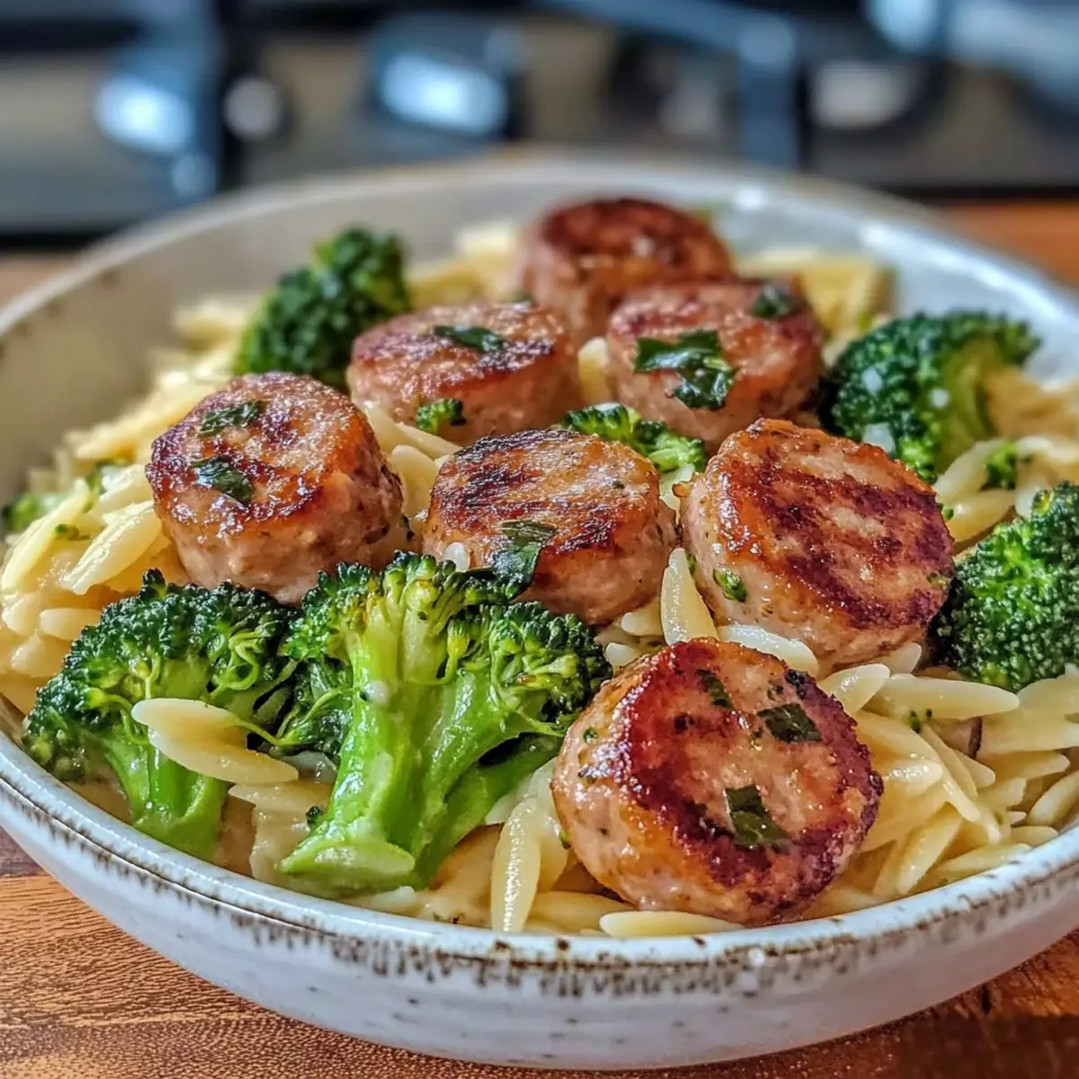 Creamy Chicken Sausage and Broccoli Orzo